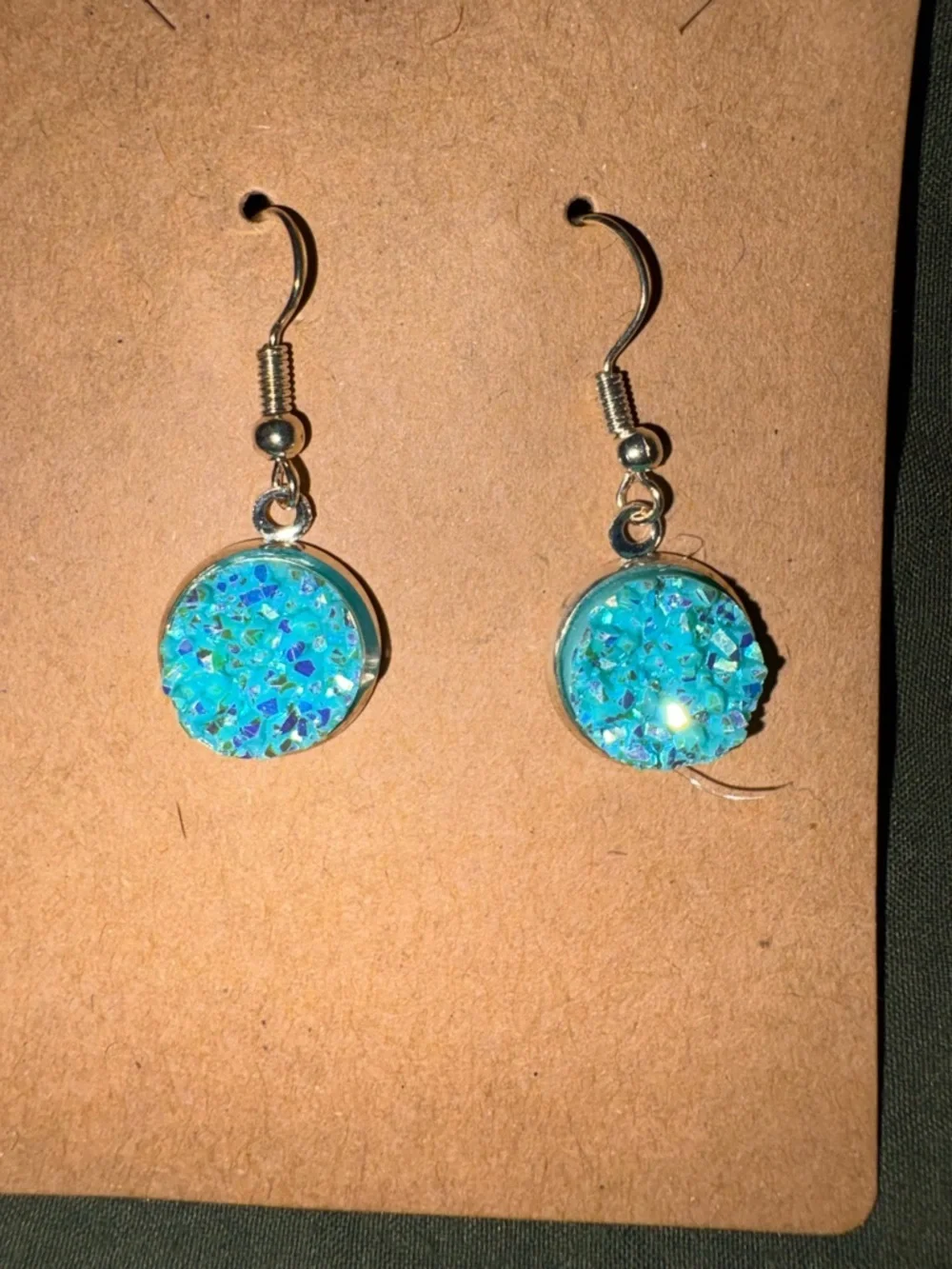 Turquoise Blue Druzy Drop Earrings - Women Jewelry